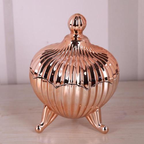 Coppery Glass Candy Jar/Zuckertopf mit Fuß