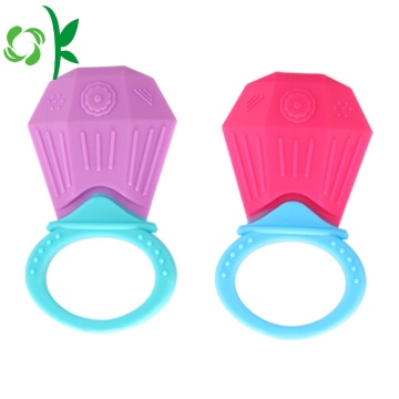 Cute Cartoon Diamond Silicone Teether Rings for Baby/Infant