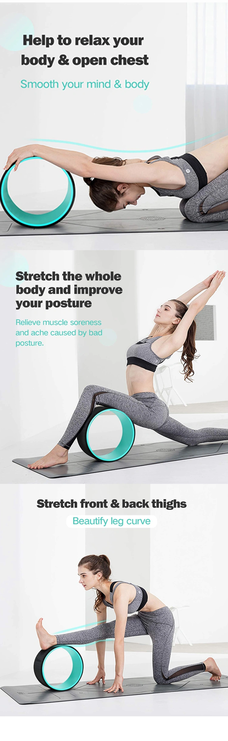 12 in Back Ab Cork Foam Roller Yoga Wheel