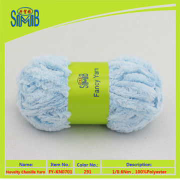 Oeko-Tex spinning yarn chenille yarn for knitting carpets made in China, 100% polyester chenille