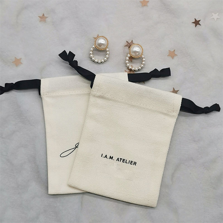 Wholesale Custom Nature cotton Necklace Sunglasses Pouch Eco-Friendly Drawstring canvas jewelry bag