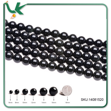 12mm Black Round Obsidian Gemstone loose beads