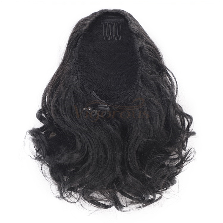 Vigorous Short Curly Ponytail Hair Extension Synthetic Fiber Natural Textured clip in/on Hairpiece for Black Women