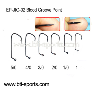 High quality worm fishing hooks EP-jig-02 blood groove point jig hook worm hook