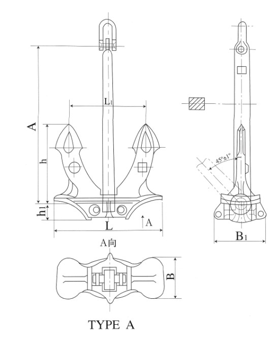 MARINE ANCHOR HIGH HOLDING POWER HALL ANCHOR(TYPE A/B/C)