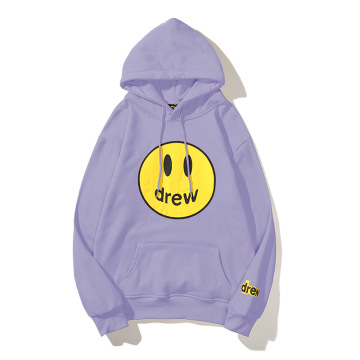 Drew Printed Smiley Face Pullover Fleece Hoodies