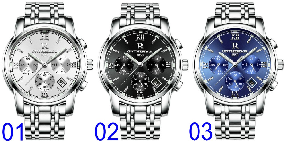 ONTHEEDGE 026 Men Quartz High Quality Stainless Steel Wristwatch Chronograph Watches