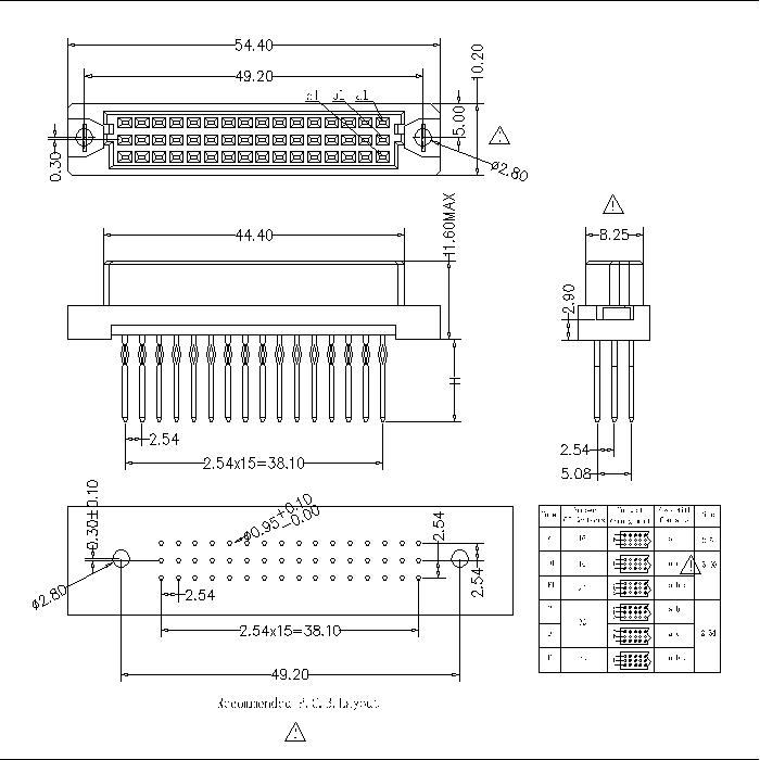 DFS-XX-XXX-313 DIN 41612 Vertical Female Type Half C Compliant press-Fit Connectors 48 Positions