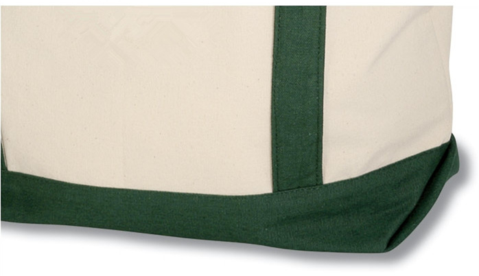 12 OZ Canvas Durable Eco Two-Tone Accent Gusseted Printed Boat Tote Bag With Reinforced Handles