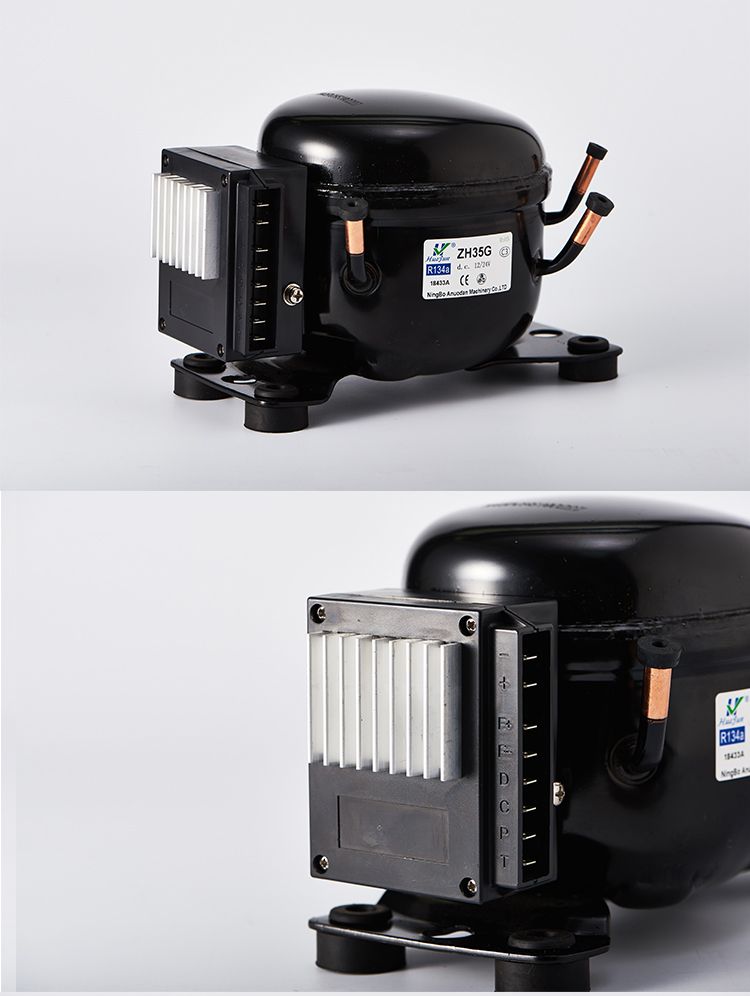 HuaJun Factory ZH35G High Quality 12/24V DC Refrigerator Ice Machine/ R-134a 1.06 COP Cold Storage Compressor