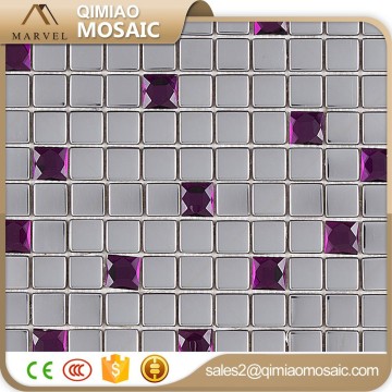 High Class Purple Crystal And Silver Metal 3D Bathroom Wall Tile