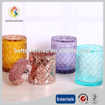 colorful glass candle cup with lid