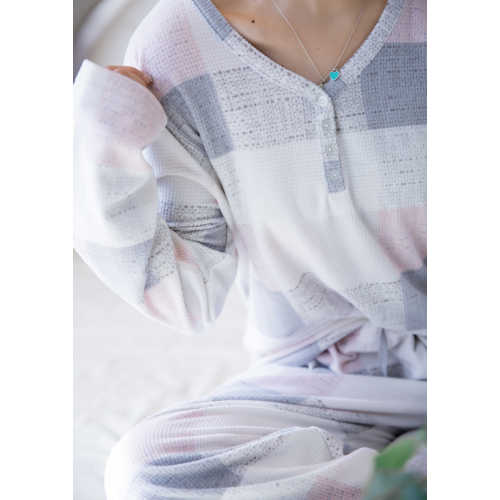 Conjunto de pijama quadrado waffle polar