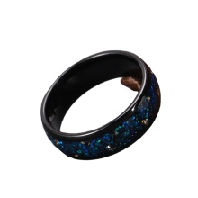 Custom Black Sandstone Gold Foil Inlay Wedding Bands 6mm/8mm Tungsten Carbide Galaxy Series Opal Inlay Rings
