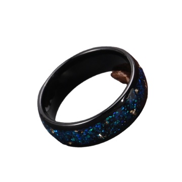 Custom Black Sandstone Gold Foil Inlay Wedding Bands 6mm/8mm Tungsten Carbide Galaxy Series Opal Inlay Rings