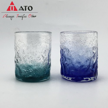 Bubble Tumbler Glass Cup With Blue