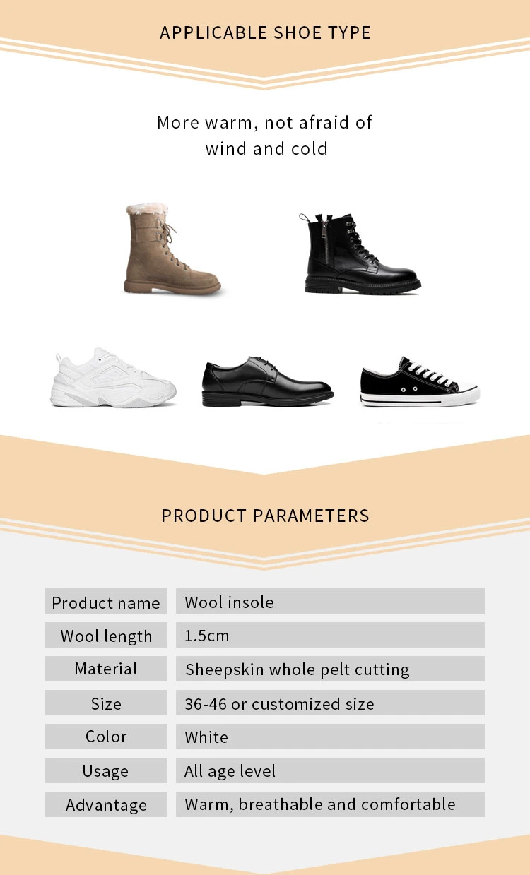 Wholesale Natural Sheepskin Insoles in White Color and Other Colors