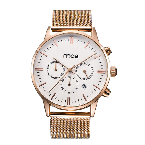 Fashion quality steel mesh quartz Chronograph watch men