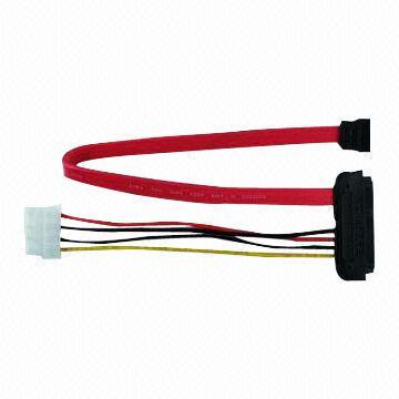 ATA/SATA Cable with Big 4-pin Plug Housing, 180 Degrees Angle and RoHS Compliant