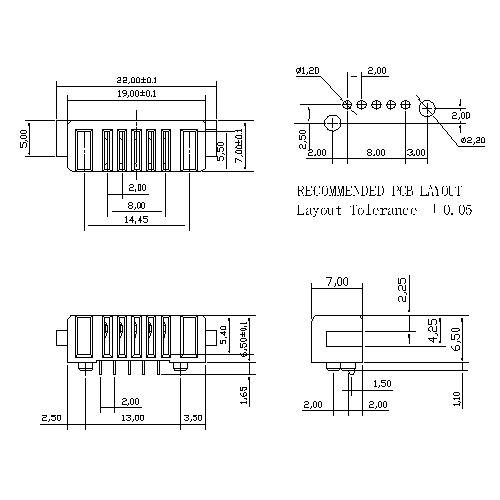 ABT16-05LAXD 2.0 Notebook Computer 5 Circuit Battery Connector 6.5X7MM