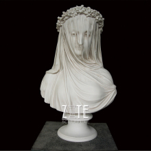 Home decorative classic modern marble veiled lady bust statue