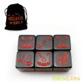 Set of 6 Bescon Halloween Dice 6 Sides in Solid Black, 6 Sided Halloween Dice Set in Velvet Pouch