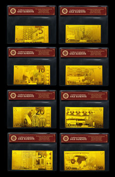Business Gifts Euro 24k Gold Banknote 5 - 1000 Engrave Bank Notes With Coa