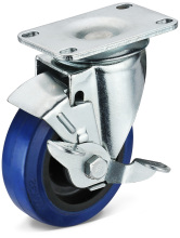 Flat Plate Swivel with Side Brake Rubber Caster