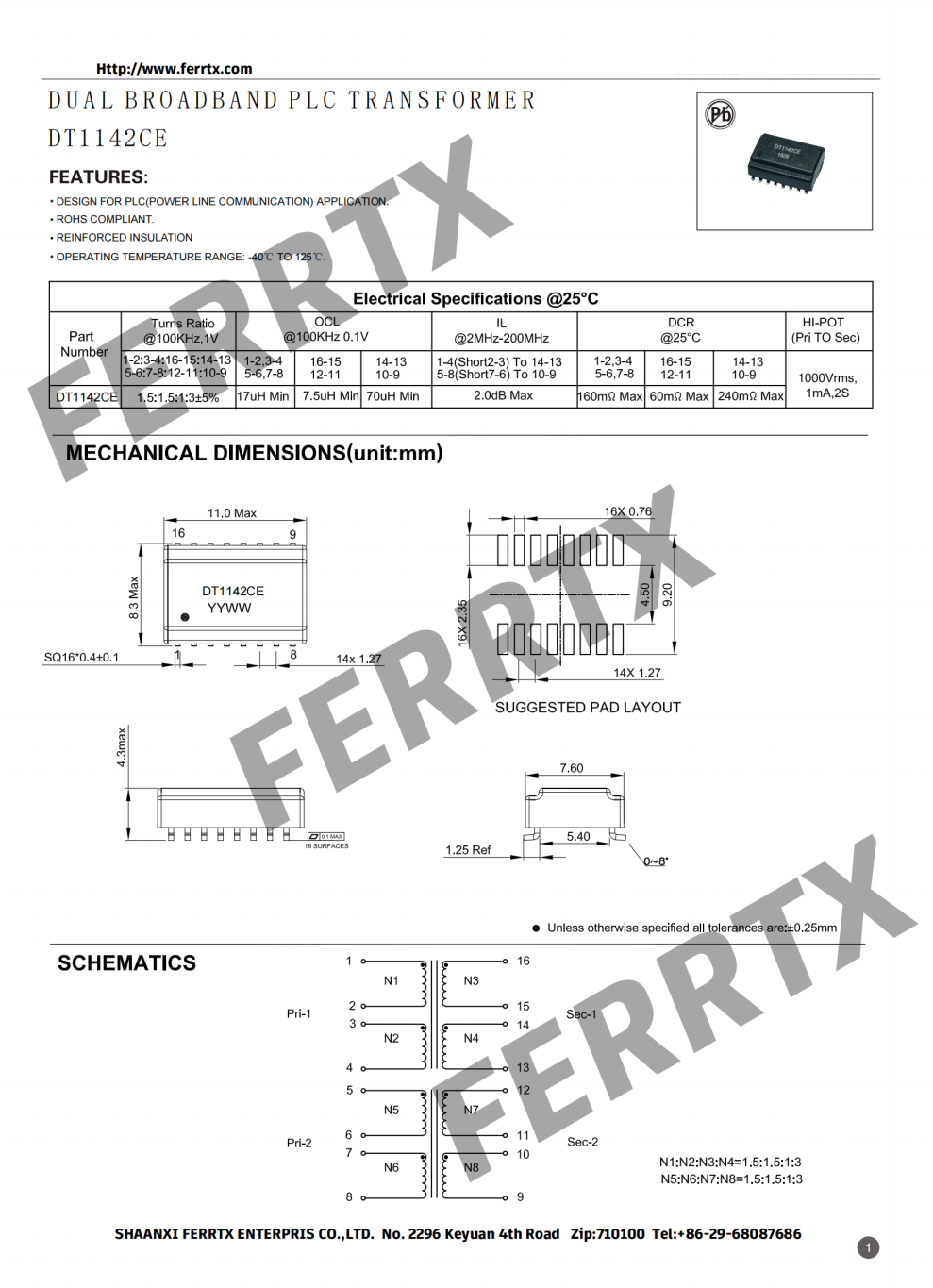 Transformadores de comunicación de línea eléctrica de banda ancha Broadband Power Line Communication Transformers