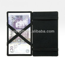 leather money clip elastic magic card wallet