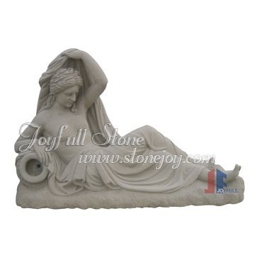 Lying Antique White Stone Statue, Figure Sculpture of Lying