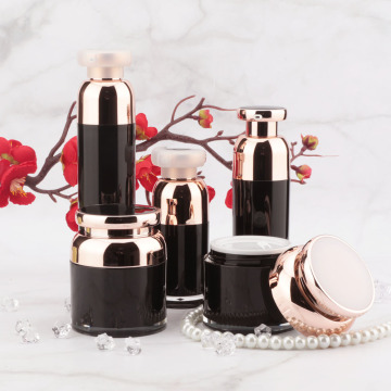 Empty Noble Black Acrylic Cosmetic Bottle And Jar