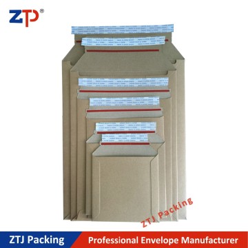 Hard cardboard delivery mailers cardboard envelope with seal and peal