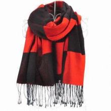 Black and white stripes tassel scarf