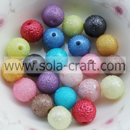 Perlas redondas de acrílico con arrugas brillantes de colores mezclados Perlas de perlas de 8 mm