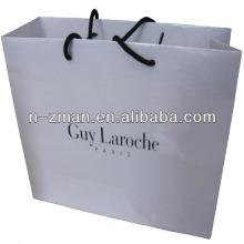 Luxury White Matt Bag,White Matt Bag with black handle rope,White Matt Bag with black logo