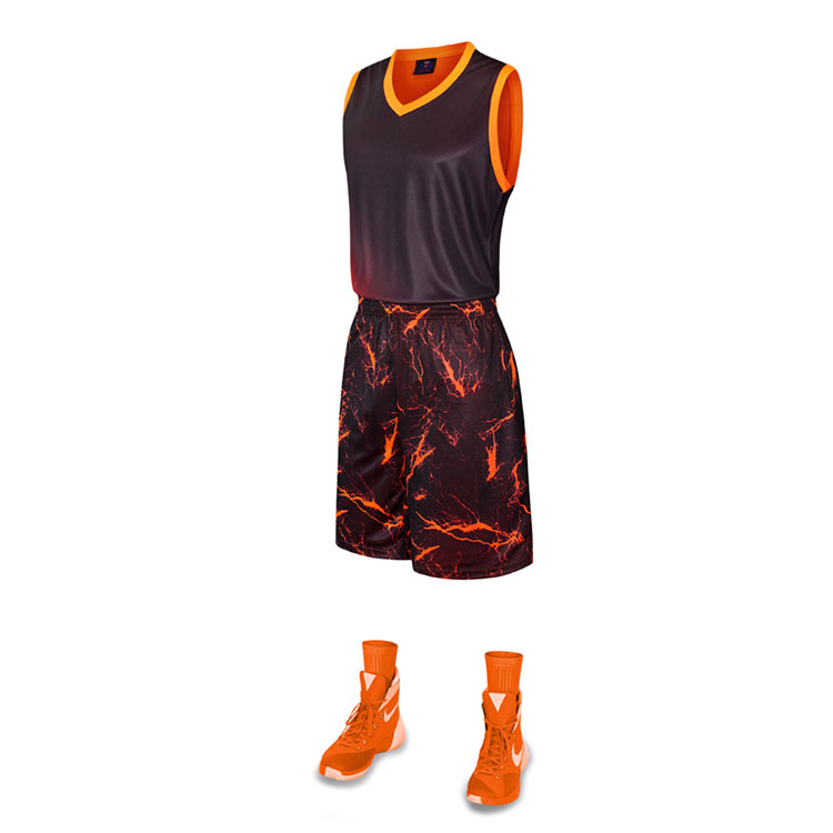 Sublimação camisa de basquete uniforme com decote em v