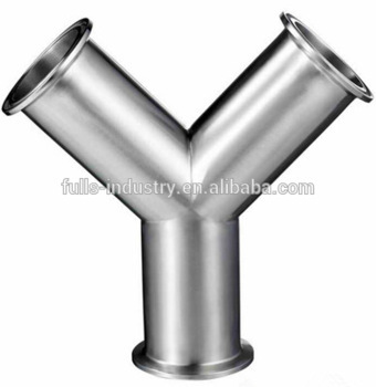 304/316L stainless steel clamp connection Y Branch Pipe Fitting