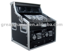 COMPACT DJ WORK STATION WITH 3U VERTICAL, 4U SLANTED AND 2U TOP RACK