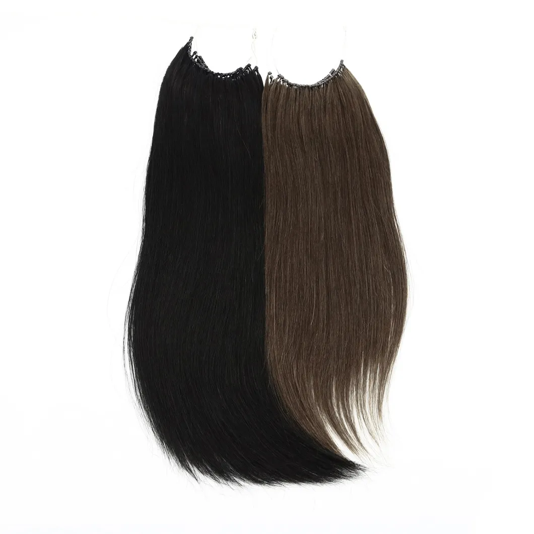 Human Hair Virgin Remy Hair 20 Inch Dark Brown Double Drawn No Tip Hair with Micro Ring