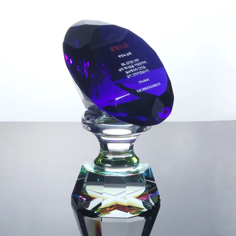 K9 Crystal Awards Clear Blue Cup Blue for Diamond Metal Trophies