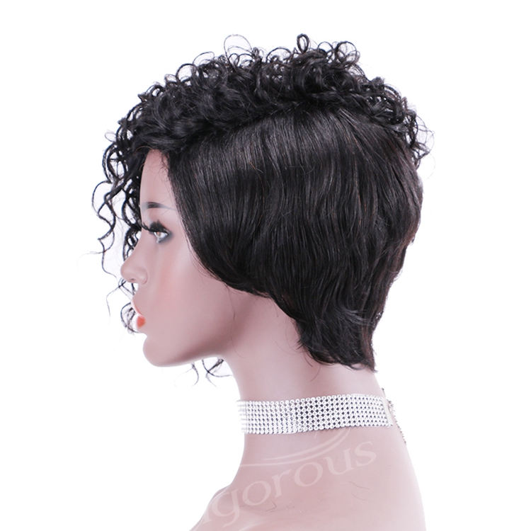 Short bob afro curly wholesale inch pixie cut wave black cheap glueless brazilian raw human hair wigs black women