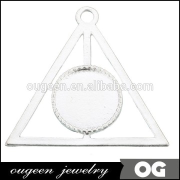 Outer 37.9x41.6mm Triangle Inner 16mm round Silver tone classic imitation girl jewelry accessories