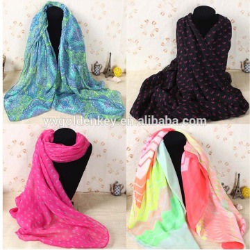 100%polyester women spring summer printed scarf