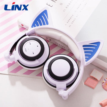 Headphone Cat Ear Headset Wireless LED Light Earphone