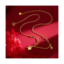 Wholesale Pentagram Pendant Chain Necklaces with Placed Gold Fish Scale Design - Little Star Collection