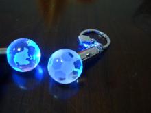 LED light crystal glass keychain keyring