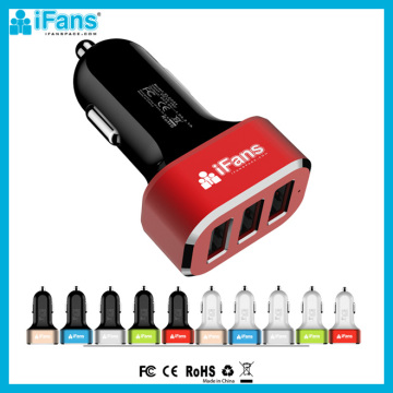 iFans Multifunctional Car Charger For Samsung Galaxy Notes 5.2A 3 Port 10 Colors Available