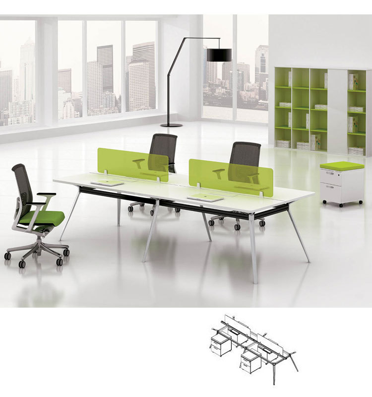 Modern elegant three person workstation