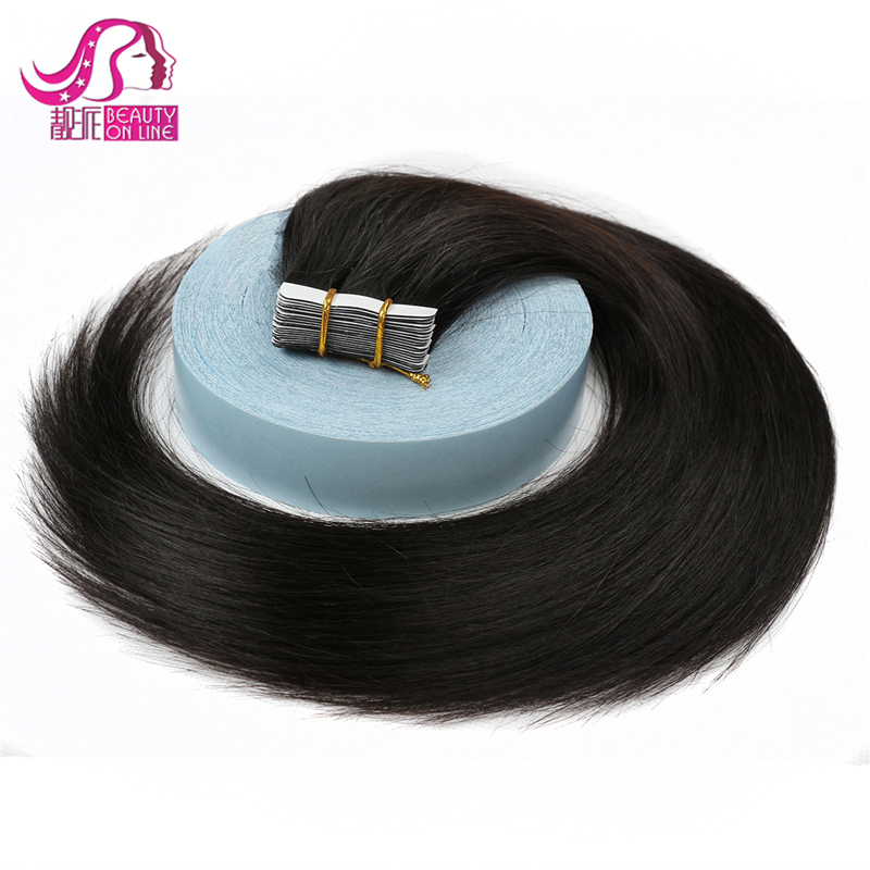 Wholesale blonde black gray highlight  color cuticle aligned european remy tape in human hair extensions 12"-32